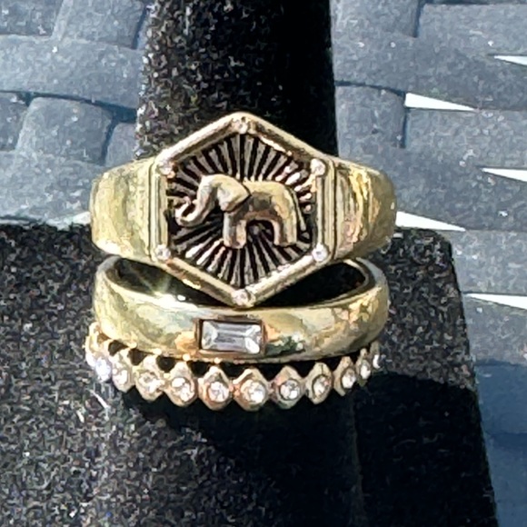 SZ 7 Gold Plated set of 3 Rings Spiritual - Picture 10 of 10